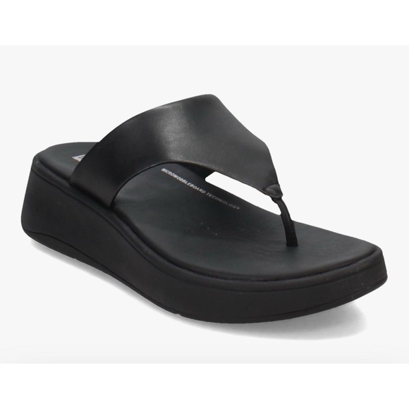 Fitflop F-MODE Leather Flatform Toe-Post Sandals‎ Black Size 6 - Picture 12 of 12